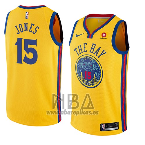 Camiseta Golden State Warriors Damian Jones NO 15 Ciudad 2018 Amarillo